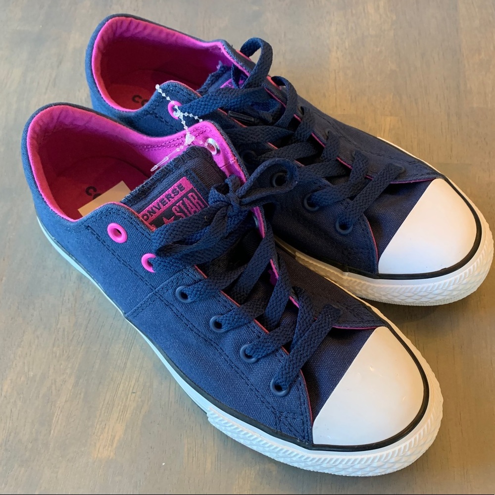 Converse Kids Navy and Pink Low Top Sneakers